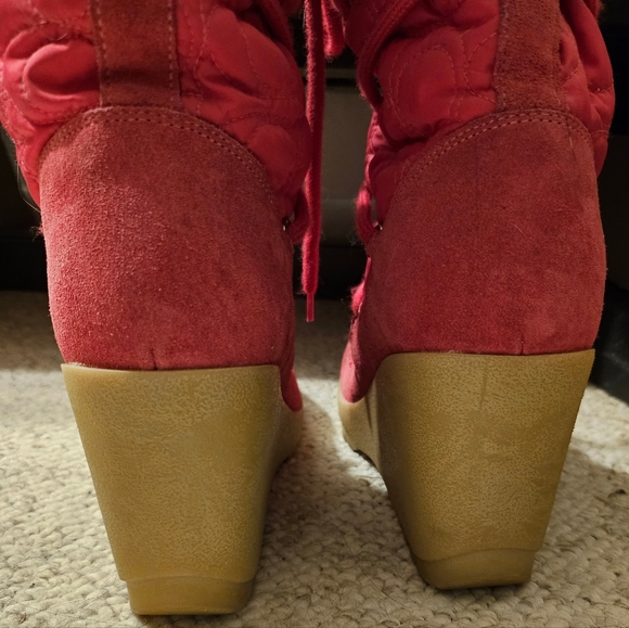 Coach Sofia Fuchsia Quilted Rabbit Fur Pink Boots - Picture 7 of 7